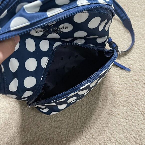 Kate Spade Polka Dot Karissa Nylon Seaside Medium Backpack Blue 3-Compartment - Picture 7 of 12